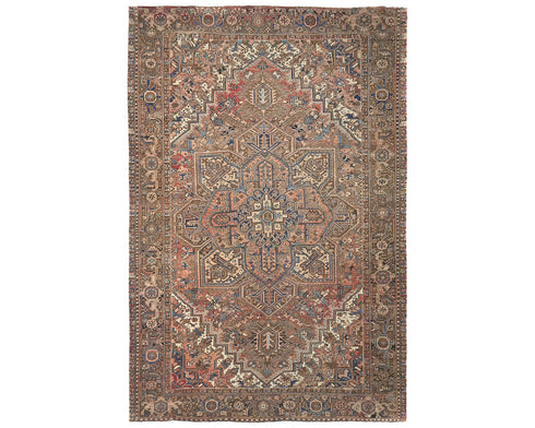 10x13 Vintage Heriz Terracotta Persian Style Hand Knotted Wool Area Rug